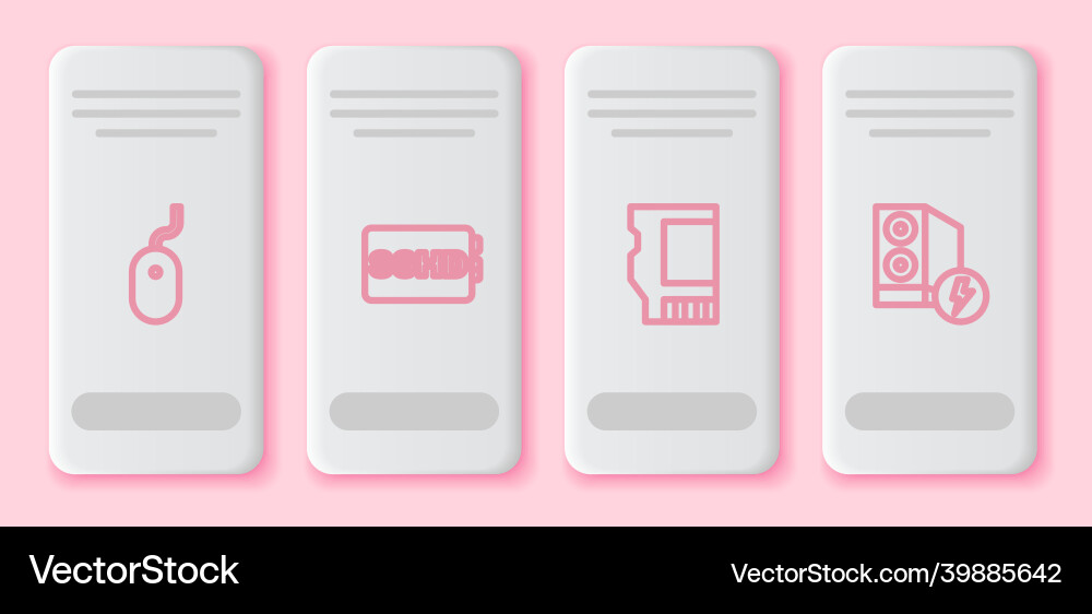 Set line computer mouse sshd card sd and case Vector Image