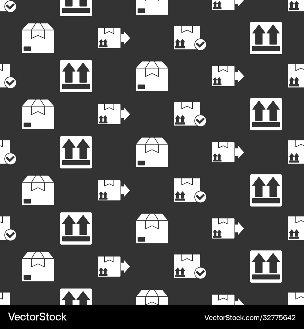 Set package box with check mark this side up Vector Image