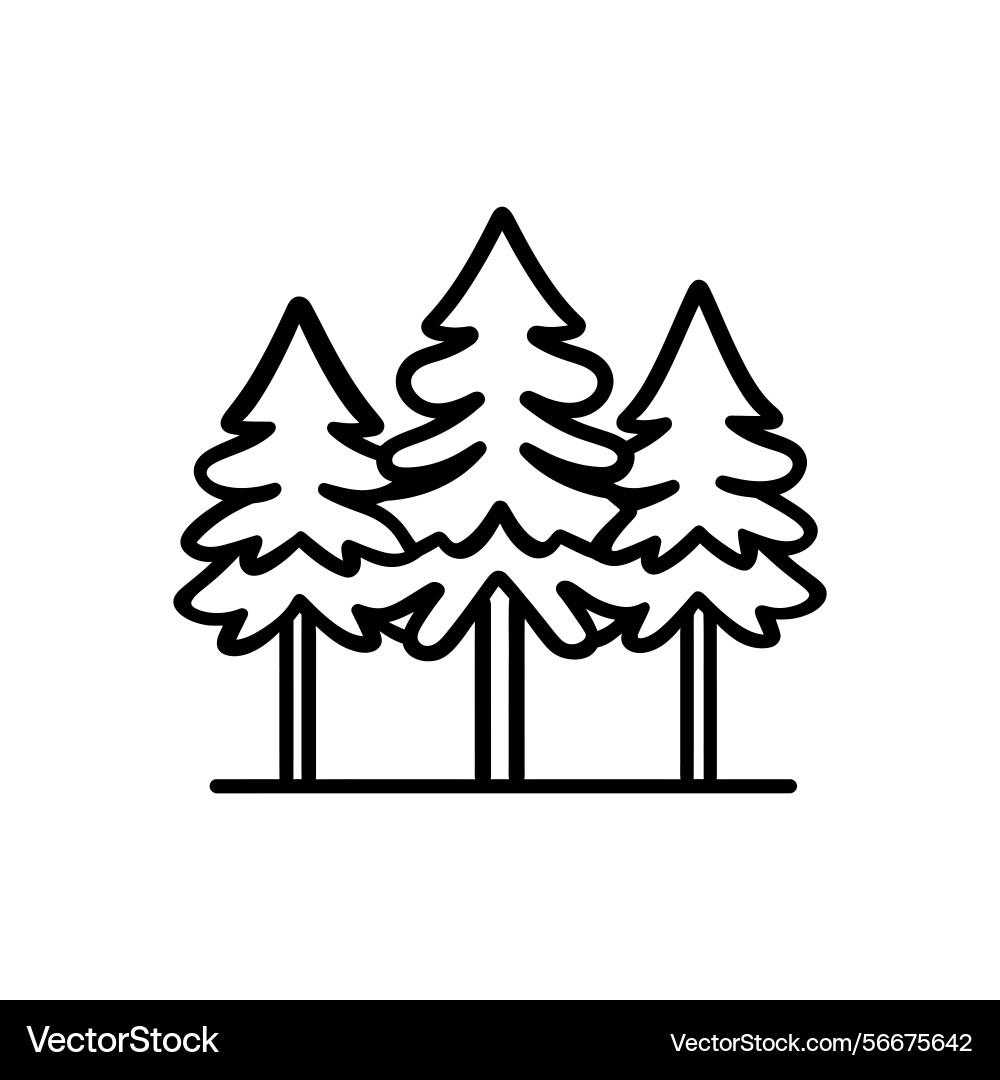 Three stylized pine trees icon with transparent Vector Image