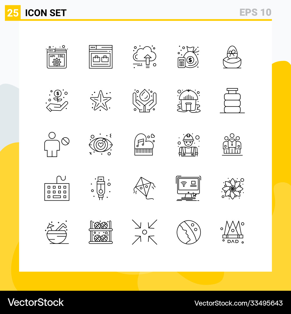 25 universal lines set for web and mobile Vector Image