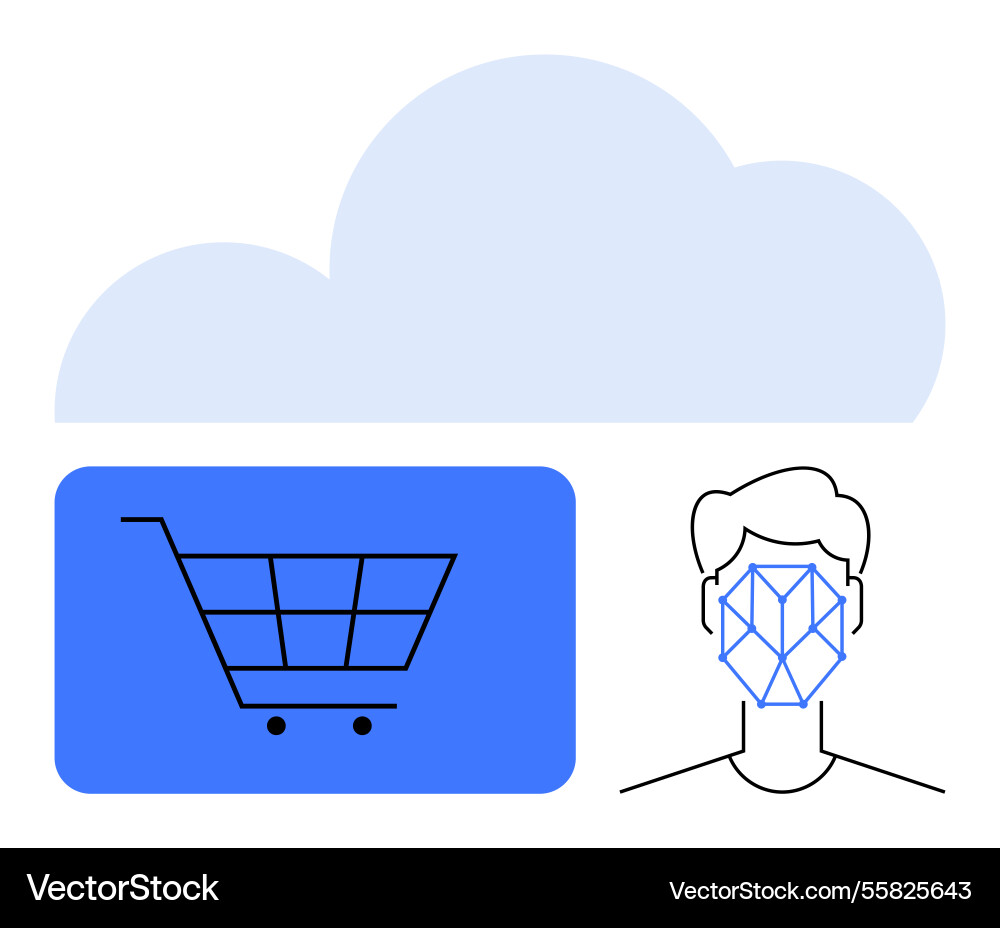 Cloud computing integration with facial Cloud computing integration with facial vector image