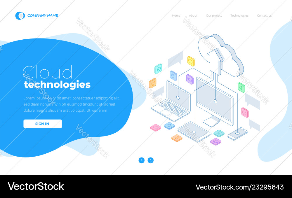 Cloud Computing Website Template vector image