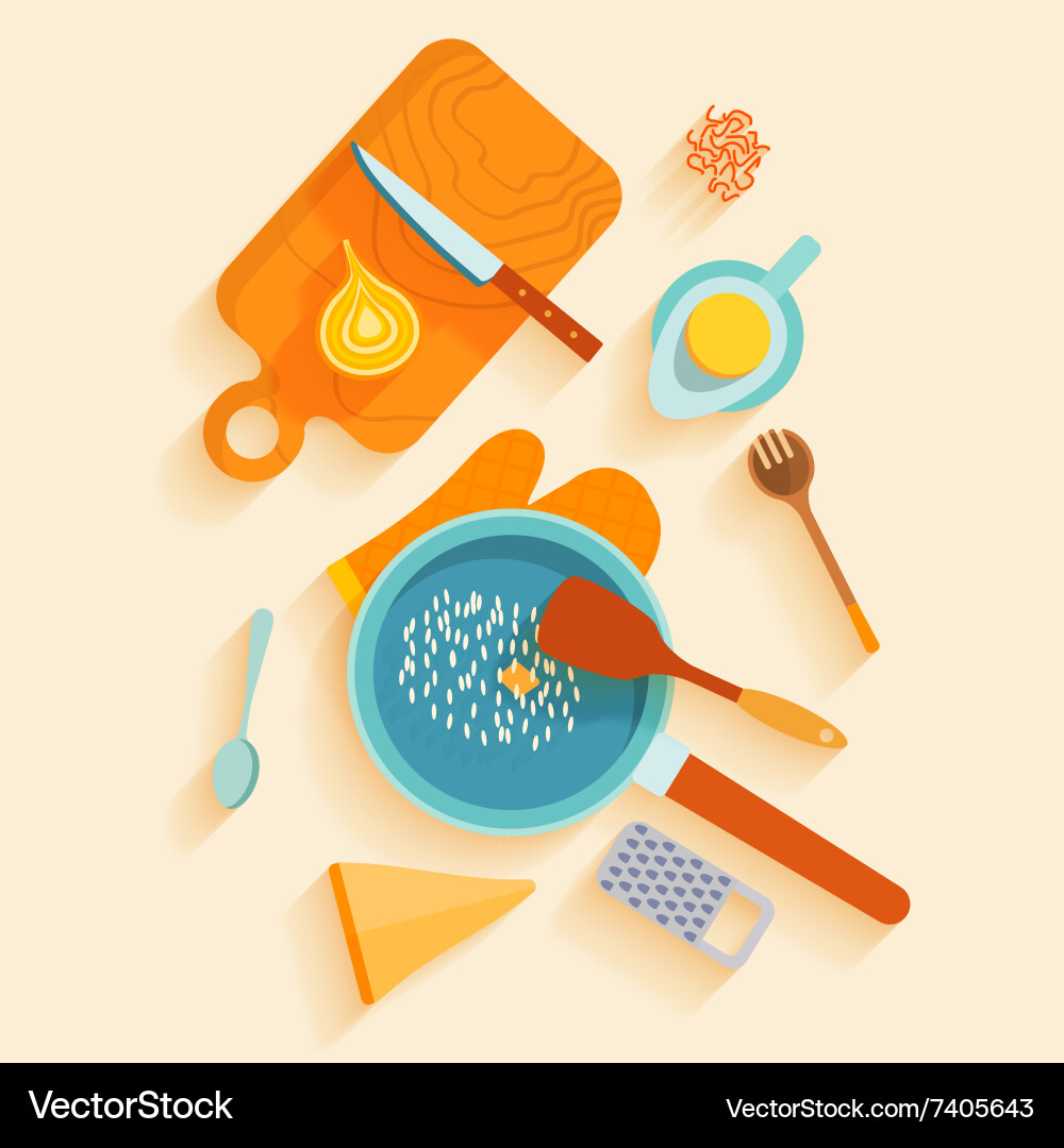 Flat lay design card with recipe of saffron Vector Image