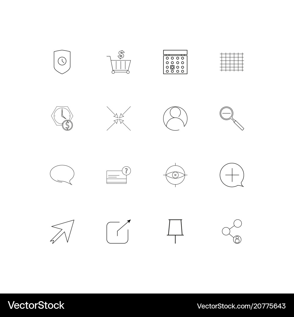 Interface linear thin icons set outlined simple Interface linear thin icons set outlined simple Vector Image
