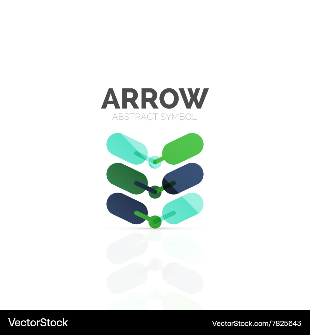 Linear arrow abstract logo connected multicolored Vector Image