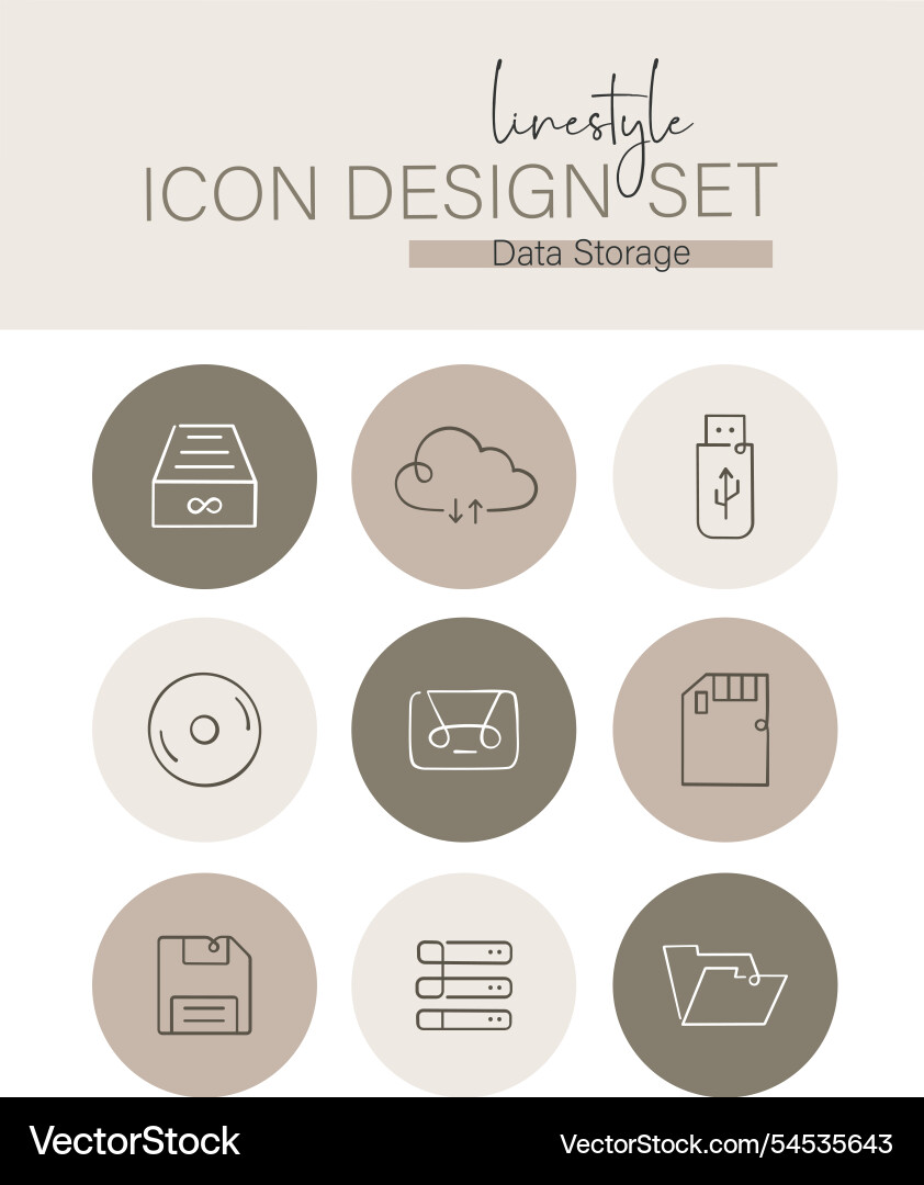 Linestyle icon design set data storage Vector Image