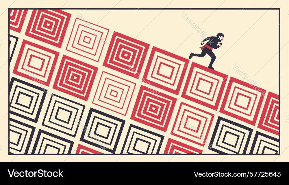 Man running on abstract geometric patterned Vector Image