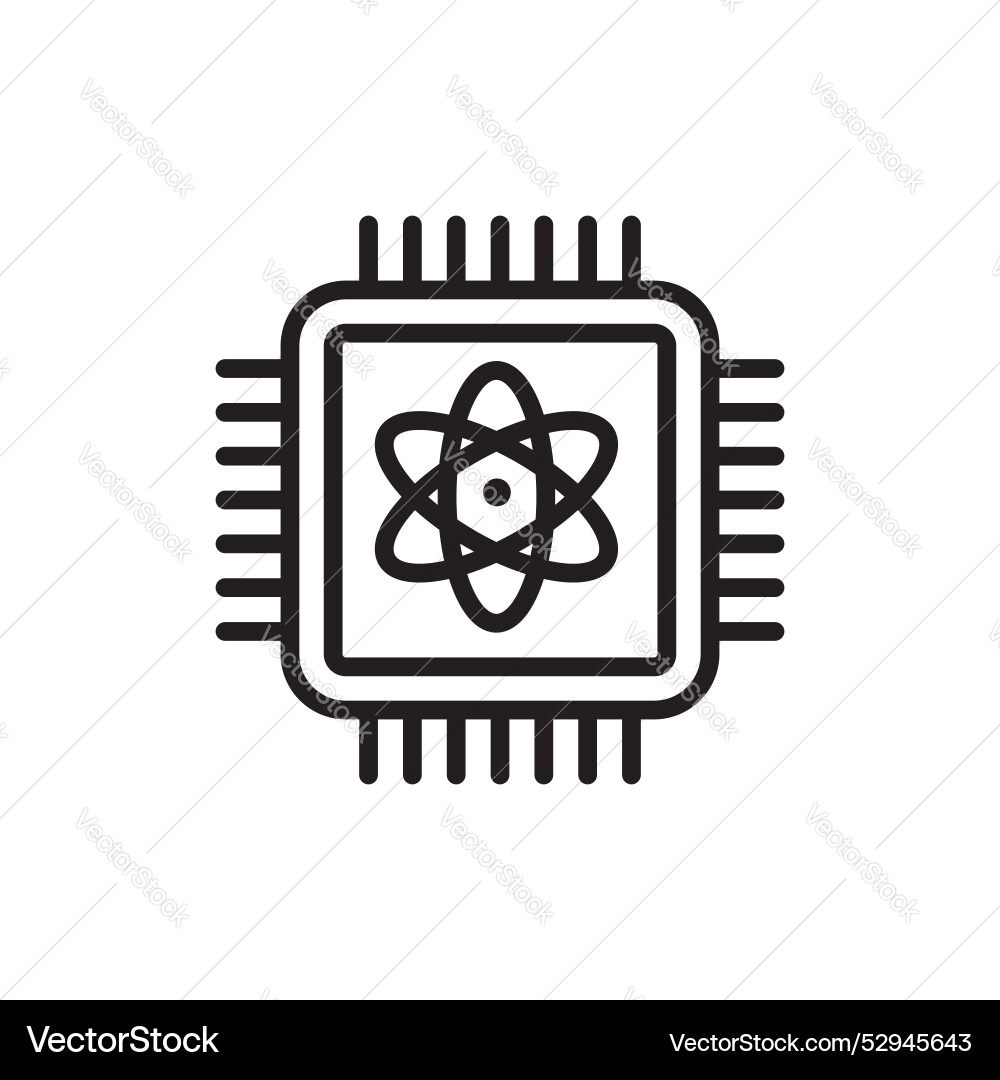 Quantum computing line icon isolated on white Quantum computing line icon isolated on white vector image