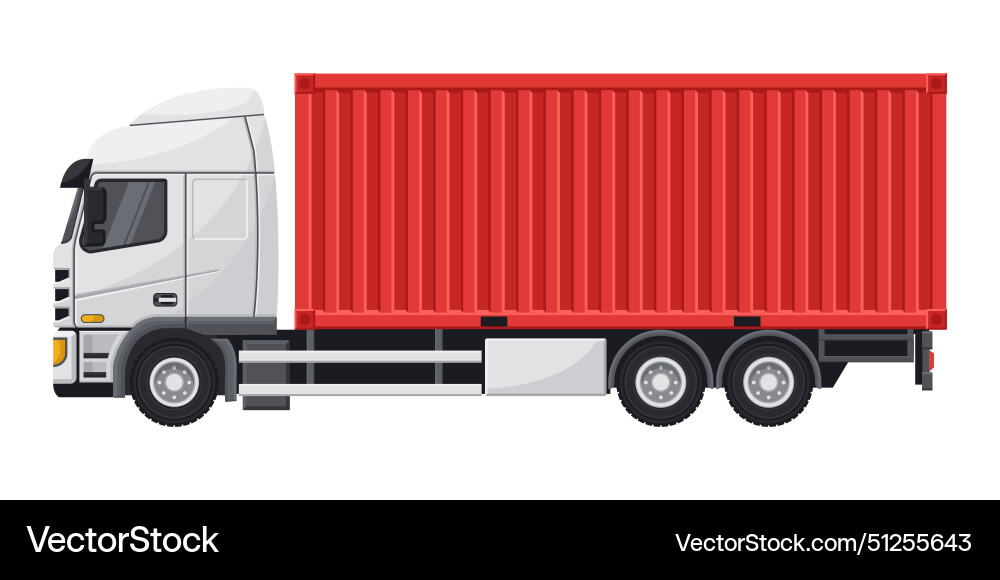 Red container truck for export and transport Vector Image