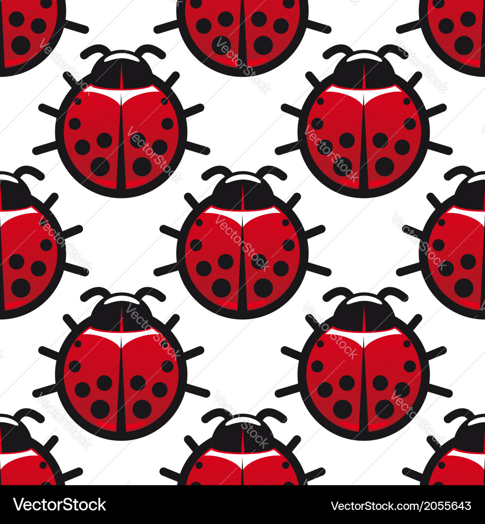 Red Ladybug Seamless Pattern vector image