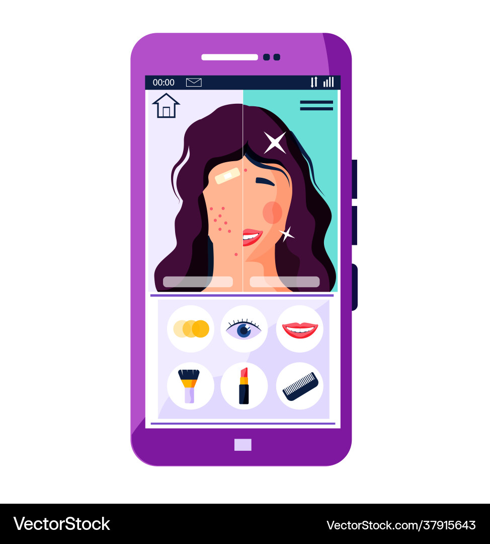 Selfie Filter App Interface Vector Image