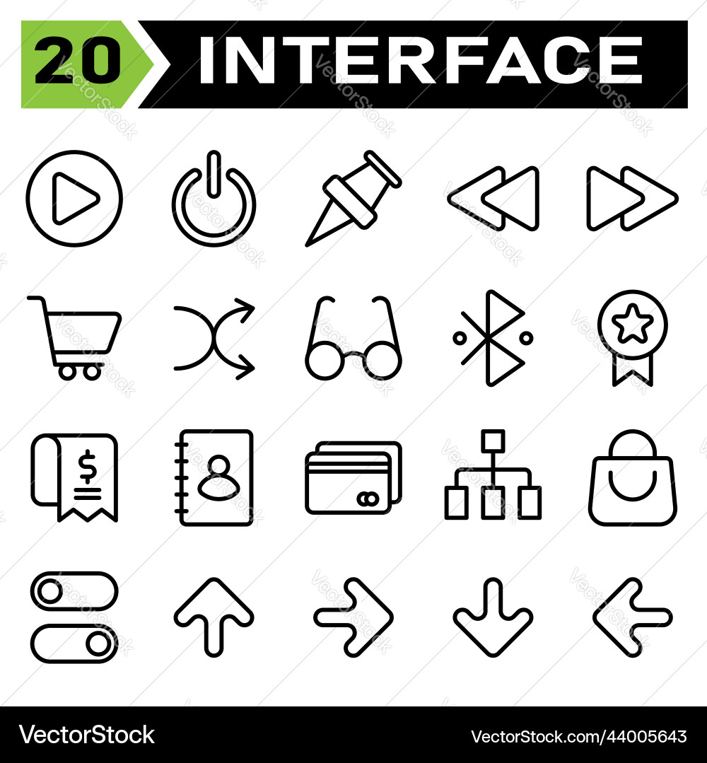 User interface icon set include play button User interface icon set include play button Vector Image