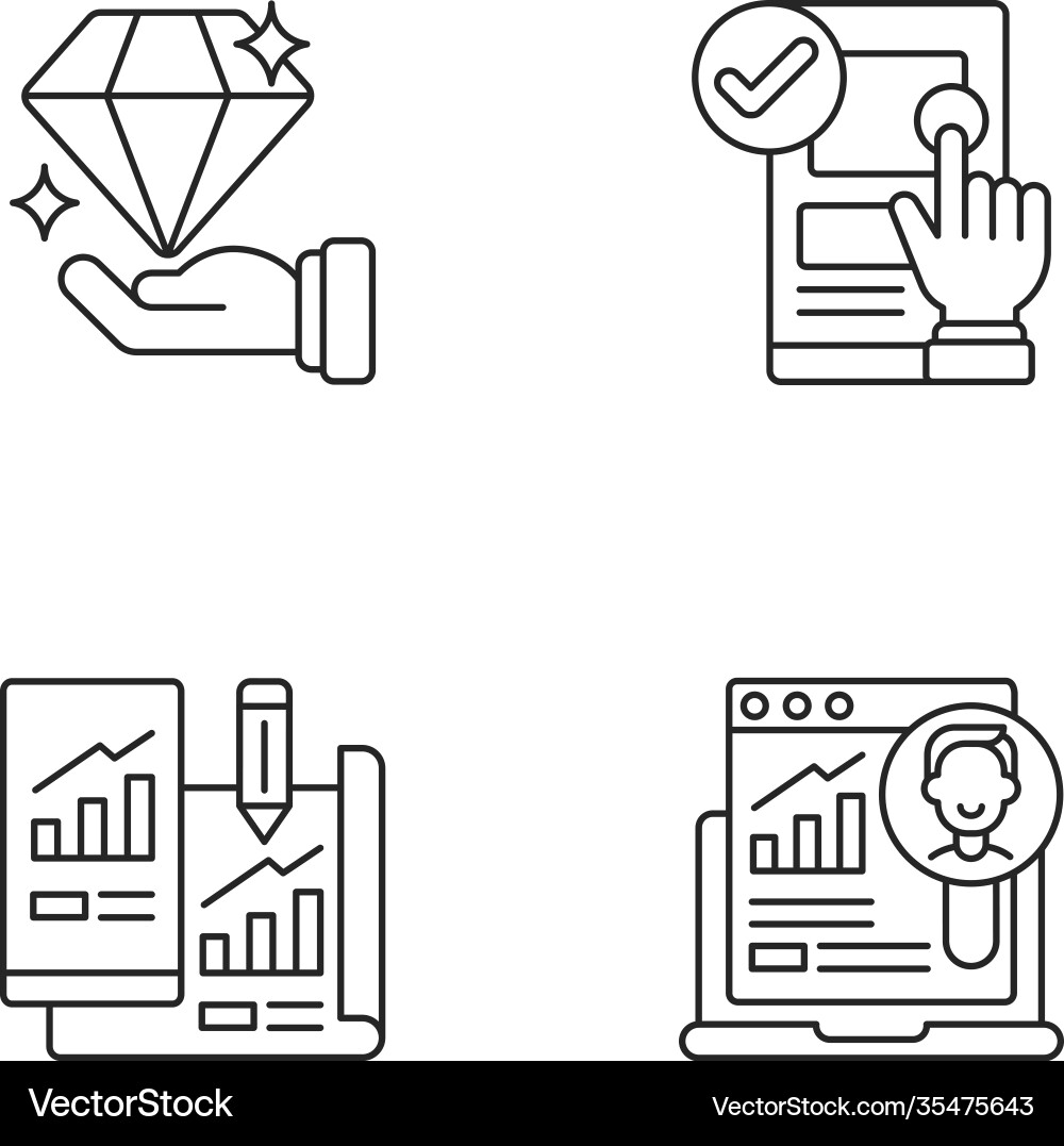 Website user experience linear icons set Website user experience linear icons set Vector Image