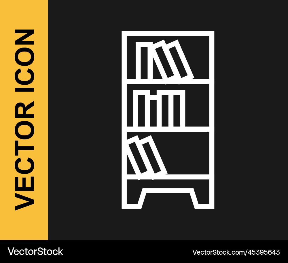 White line library bookshelf icon isolated Vector Image