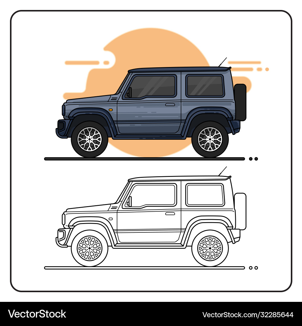 4x4 offroad car side view easy editable vector image