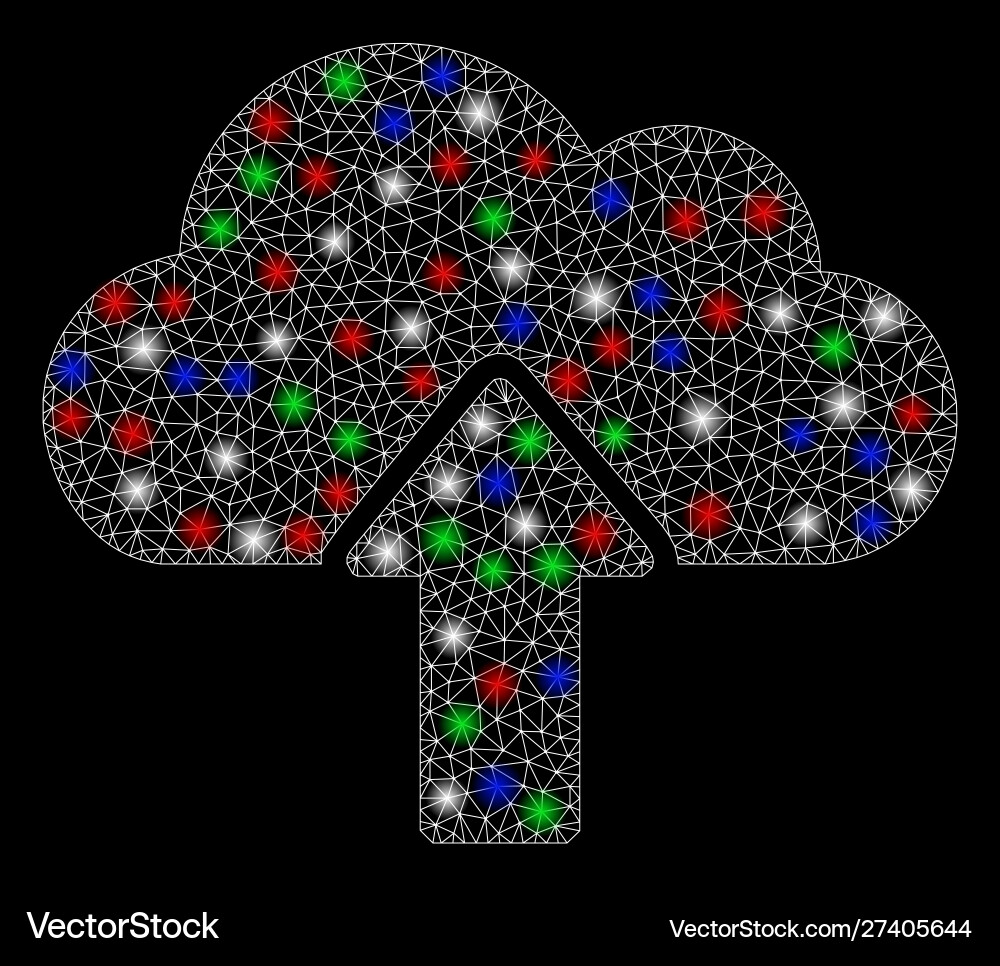 Bright mesh network upload to cloud with light Bright mesh network upload to cloud with light Vector Image