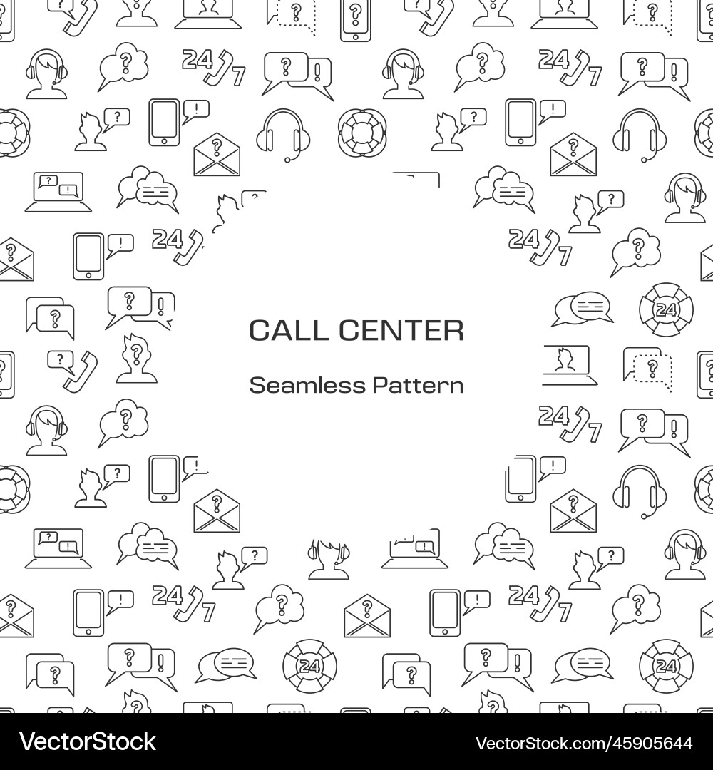 Call center pattern customer help service vector image