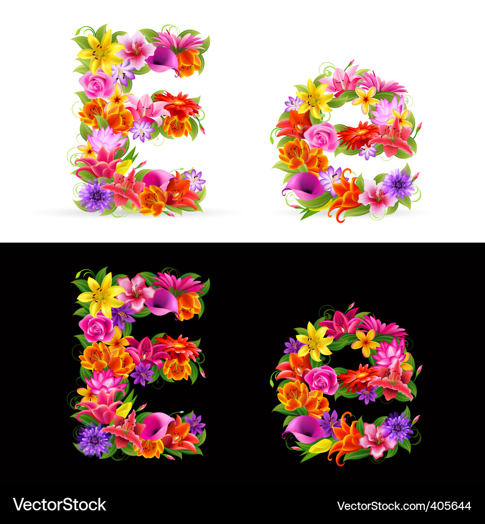 Floral Alphabet Font Vector Image