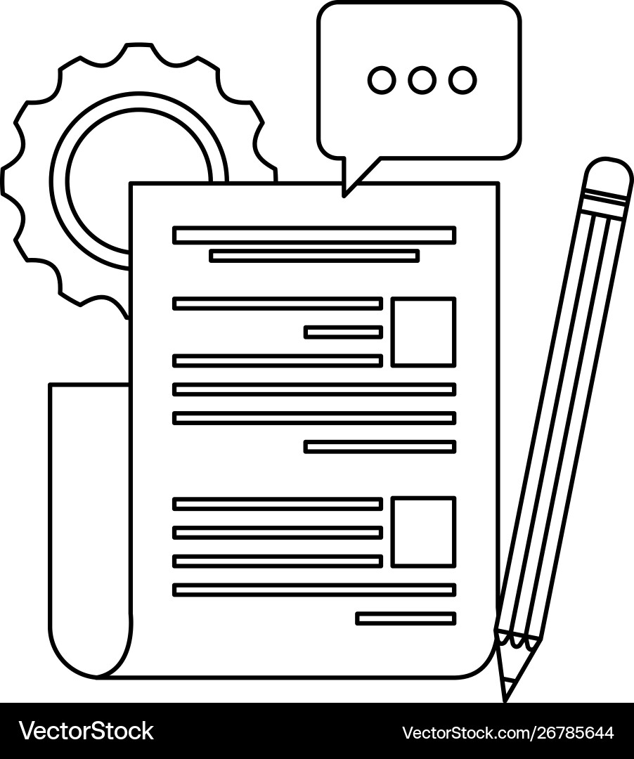 Gear machine settings with document file Vector Image