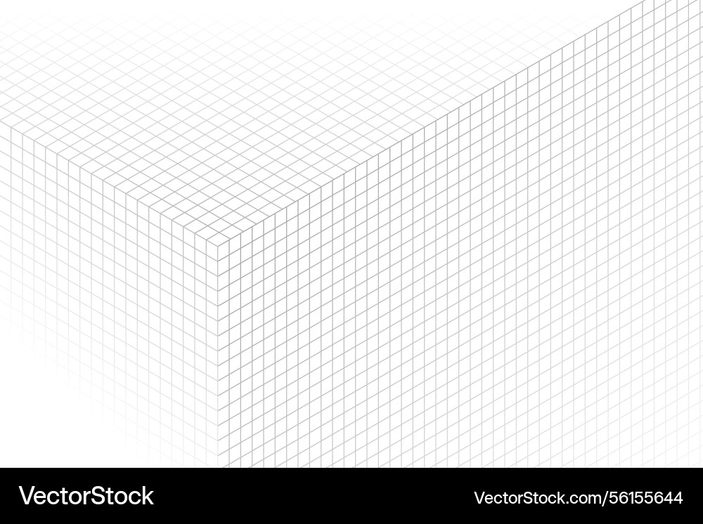 Geometric 3d cube grid line mesh pattern on white vector image