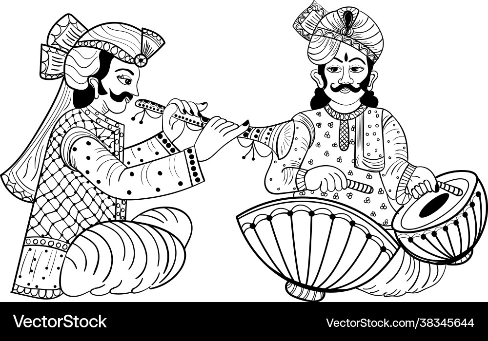 Indian wedding symbol music instrument player Indian wedding symbol music instrument player vector image