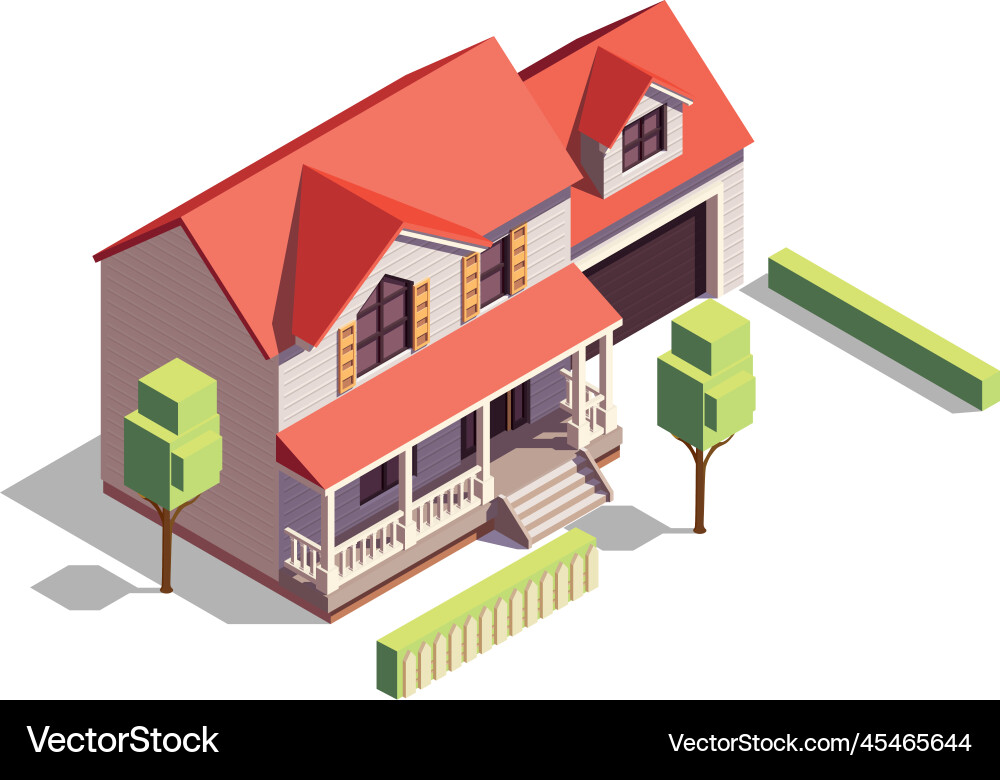 Isometric suburban house Isometric suburban house vector image