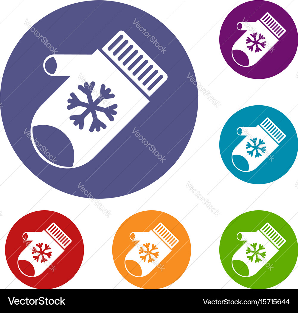 Mitten with snowflake icons set Vector Image