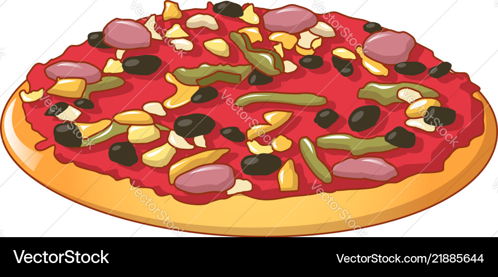 Olive pizza icon cartoon style Olive pizza icon cartoon style vector image