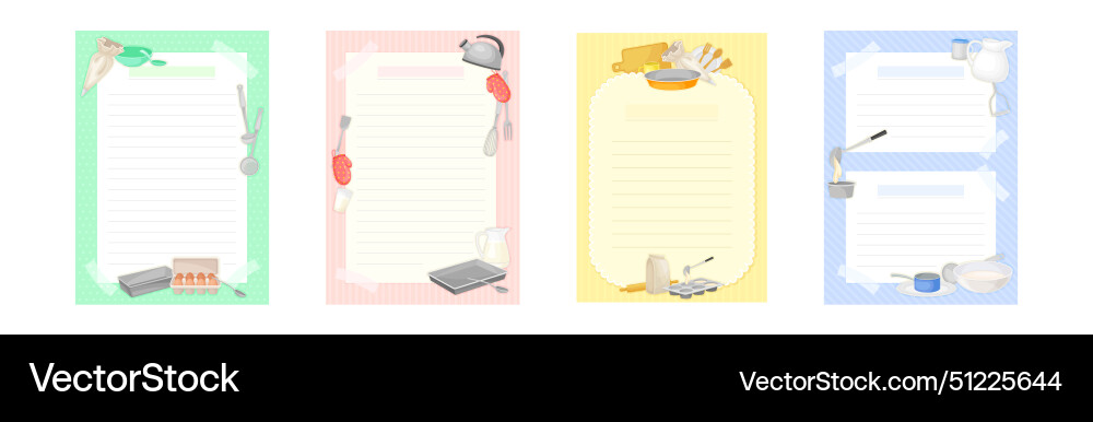 Recipe card form for writing as cookbook sheet Recipe card form for writing as cookbook sheet Vector Image