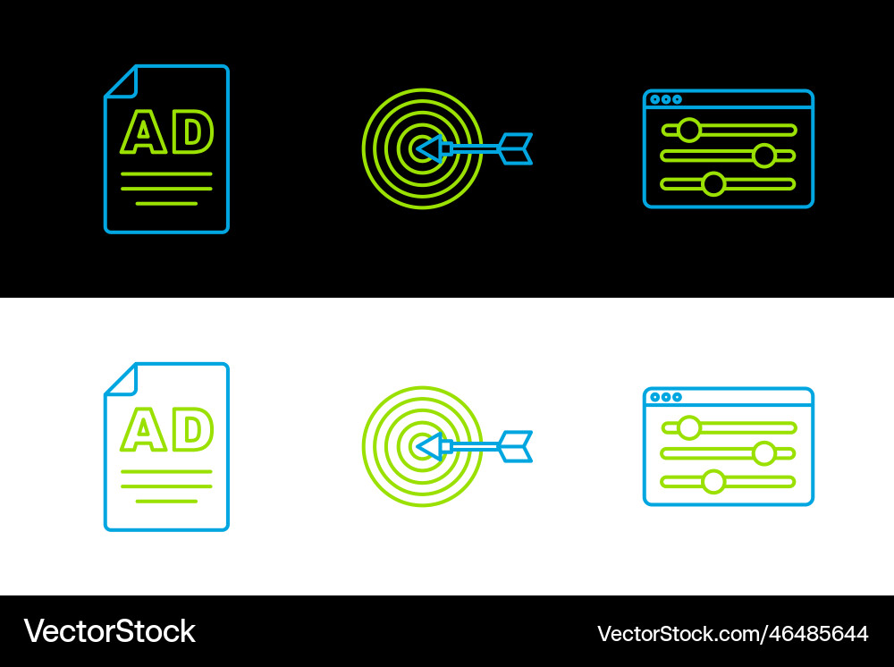 Set line browser setting advertising and target Vector Image