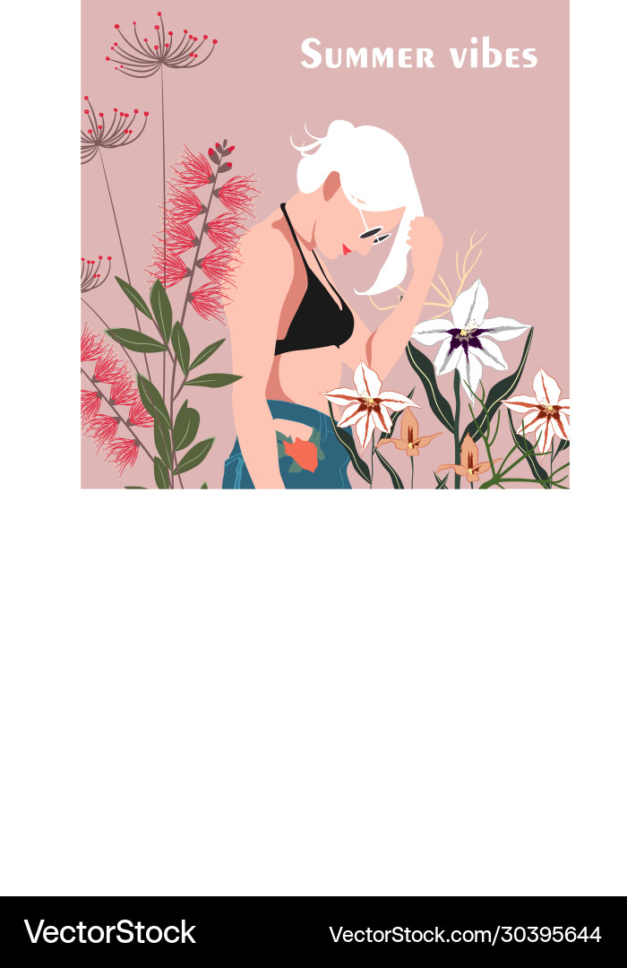 Summer cute a woman in bikin Summer cute a woman in bikin vector image