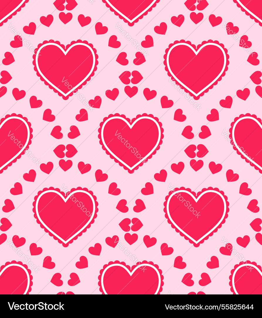 Symmetrical seamless pattern with hearts Vector Image