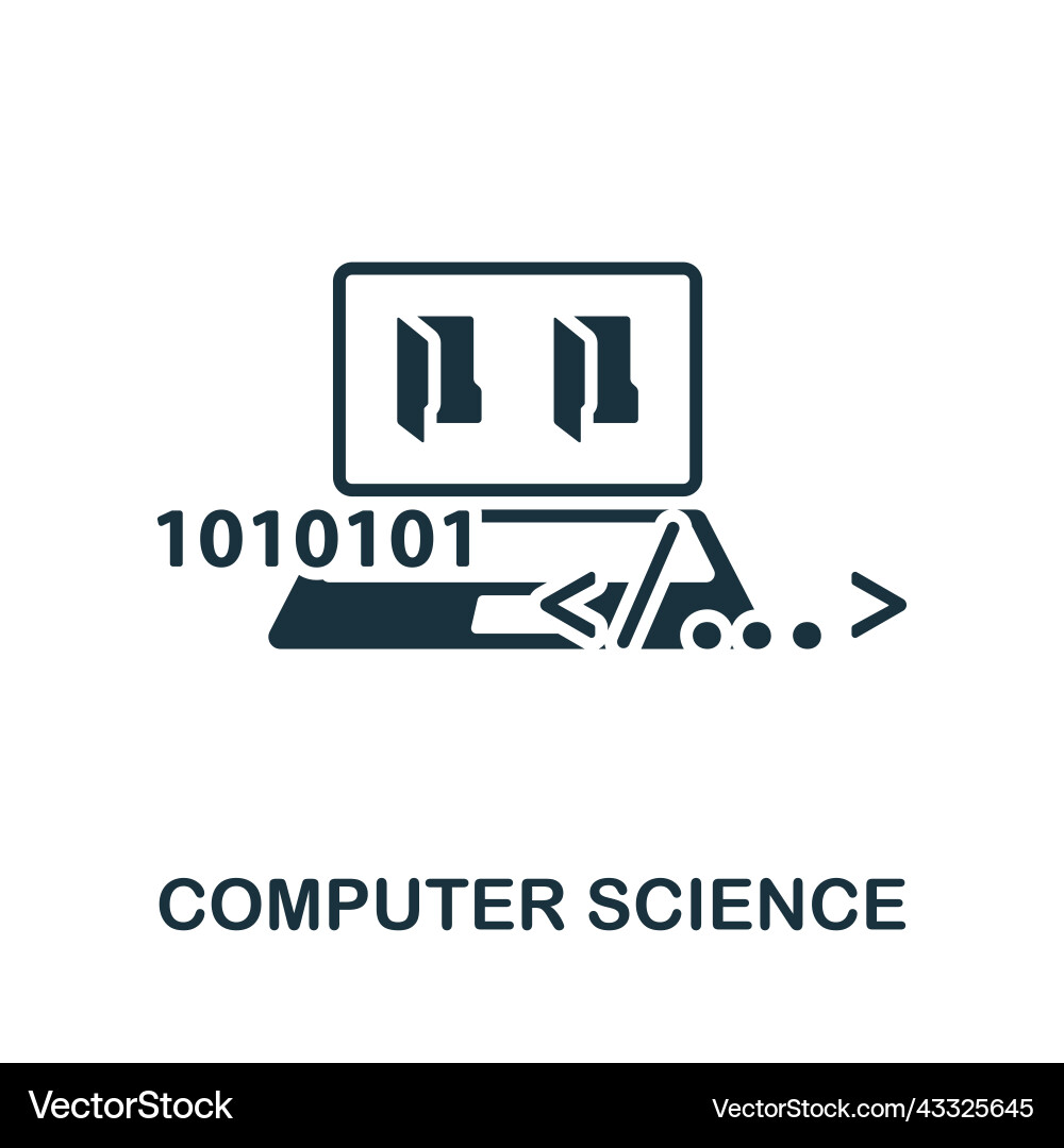 Computer science icon monochrome simple line data Vector Image