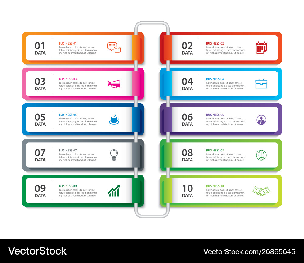 Data Index Tabs - 10 Elements vector image