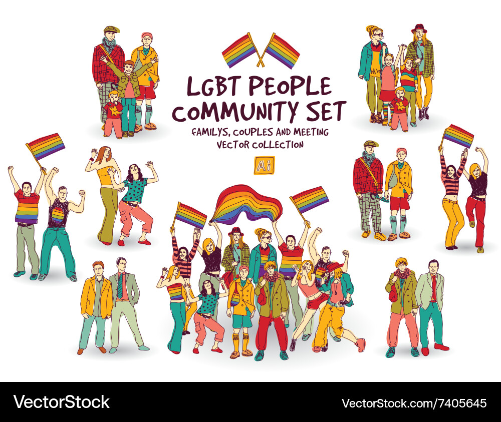 Diverse LGBTQ Community Group Vektorbild