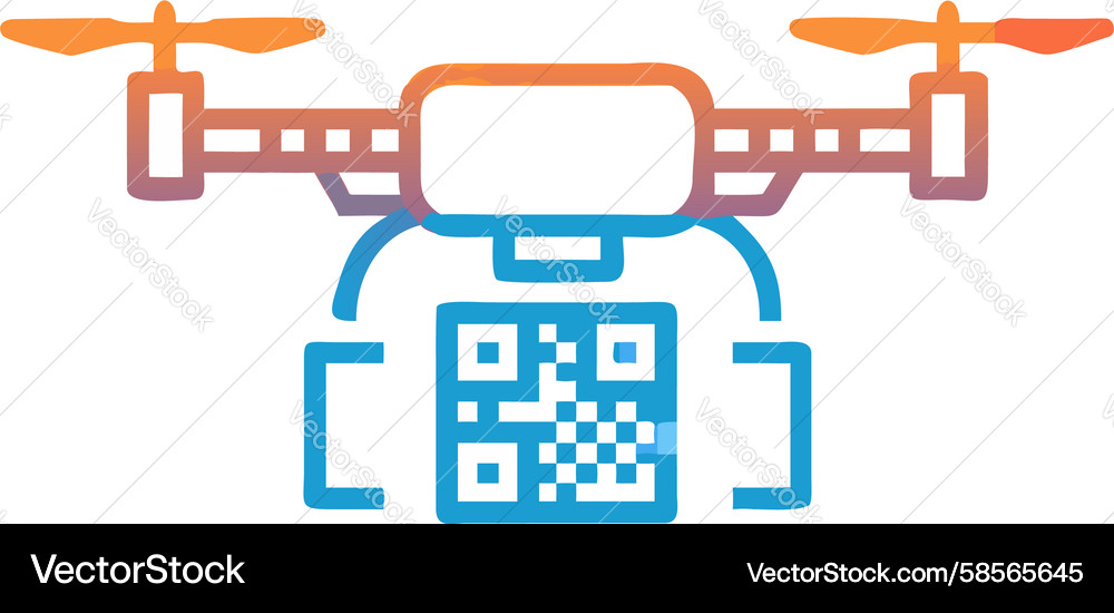 Drone Scanning QR Code Vector Image