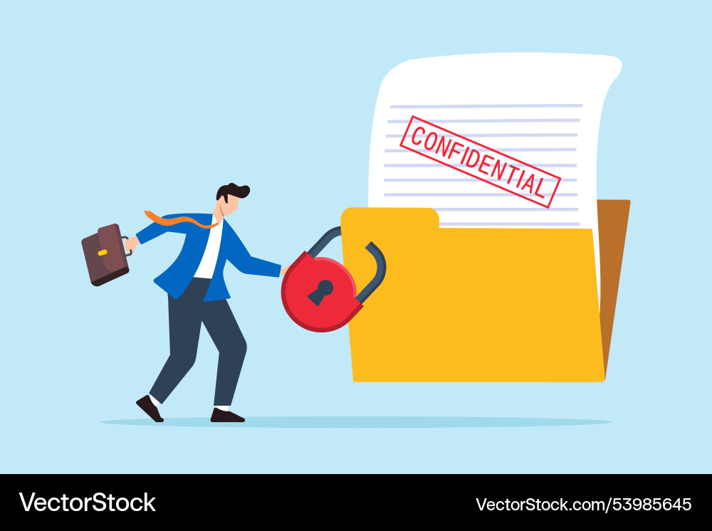 Flat of businessman locks document file folder Flat of businessman locks document file folder Vector Image
