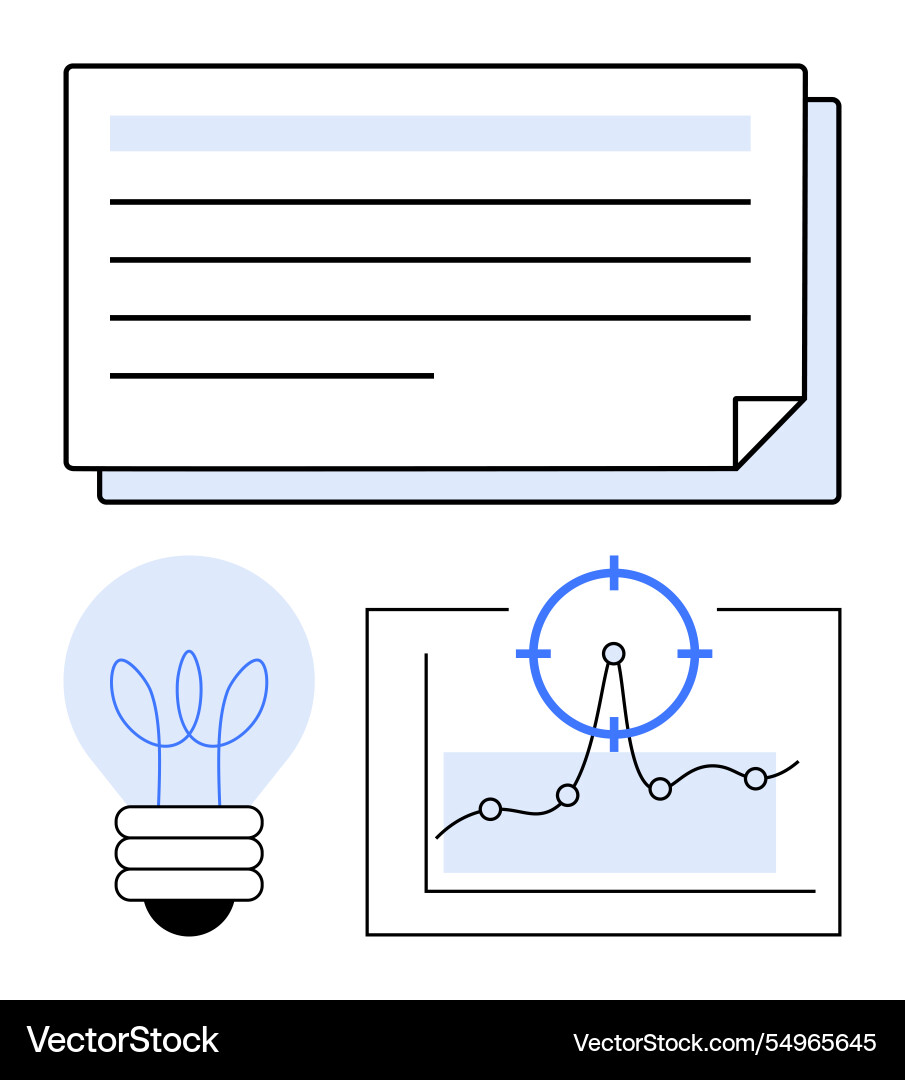 Lightbulb document and graph highlighting Lightbulb document and graph highlighting vector image