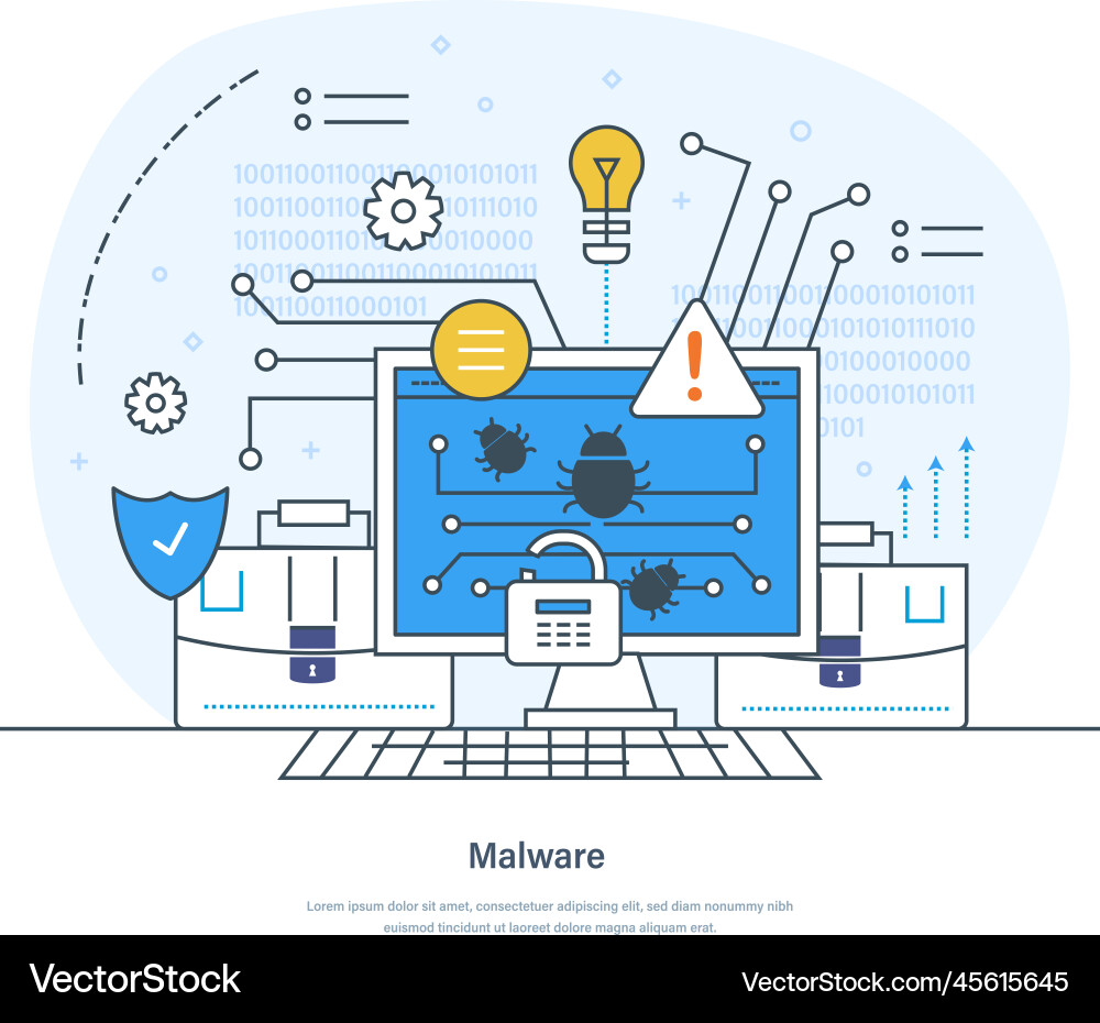 Malware computer virus spyware hacking crime Vector Image
