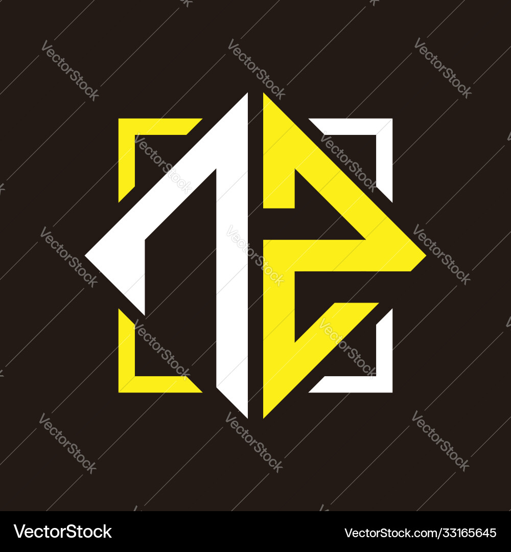 N z initials quadrangle monogram with square N z initials quadrangle monogram with square Vector Image