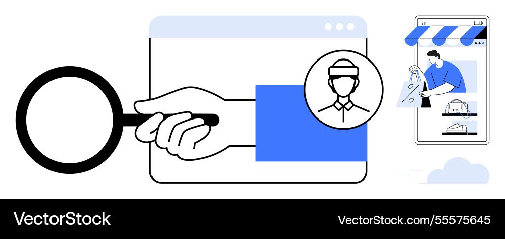 Online user search and e-commerce interaction Online user search and e-commerce interaction vector image