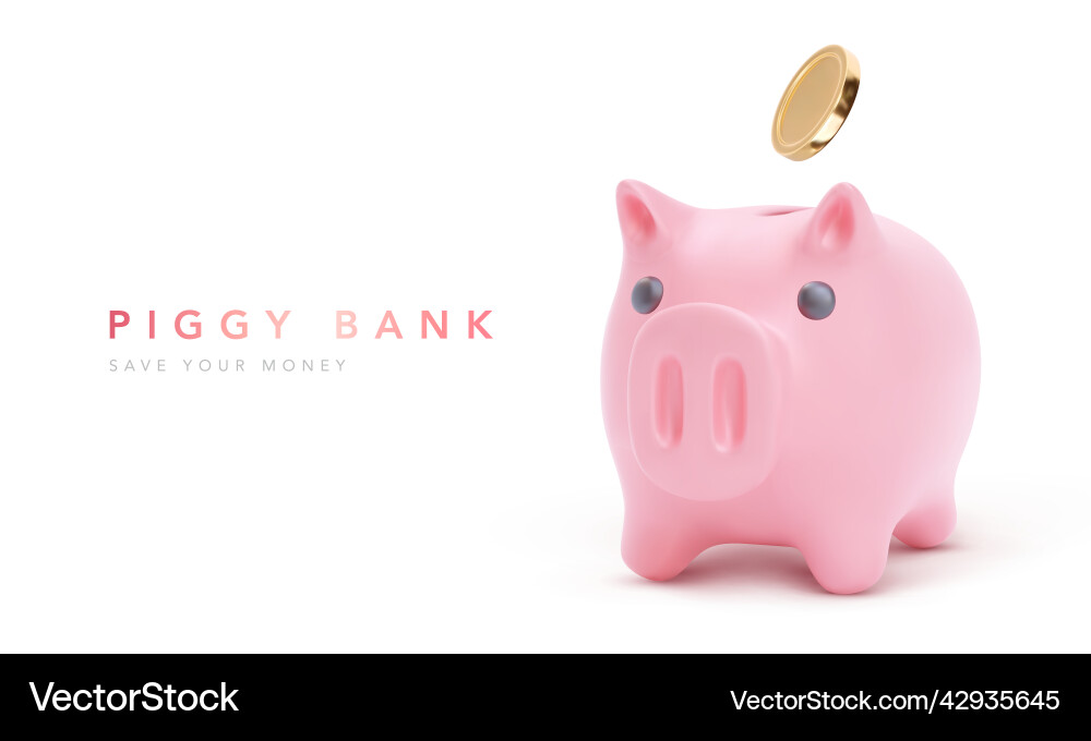 Pink piggy bank isolated on white background Pink piggy bank isolated on white background vector image