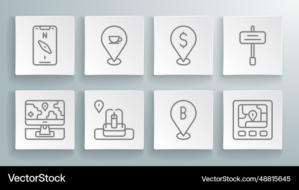 Set line monitor with location marker Set line monitor with location marker Vector Image