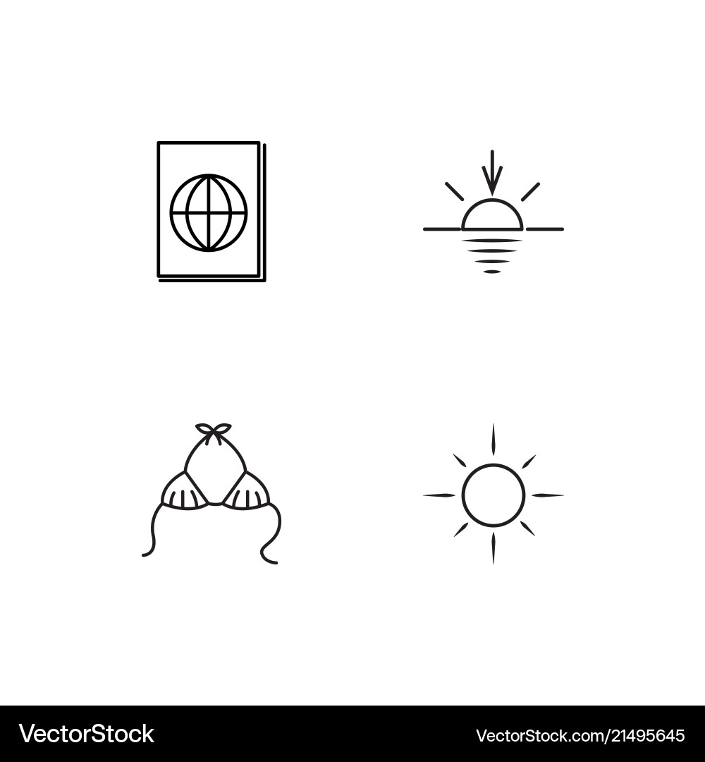 Summer linear icons set simple outline Vector Image