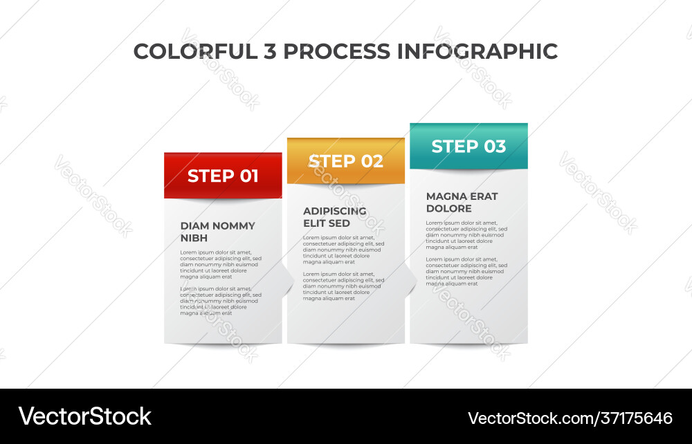 3 points list diagram ascending block Vector Image