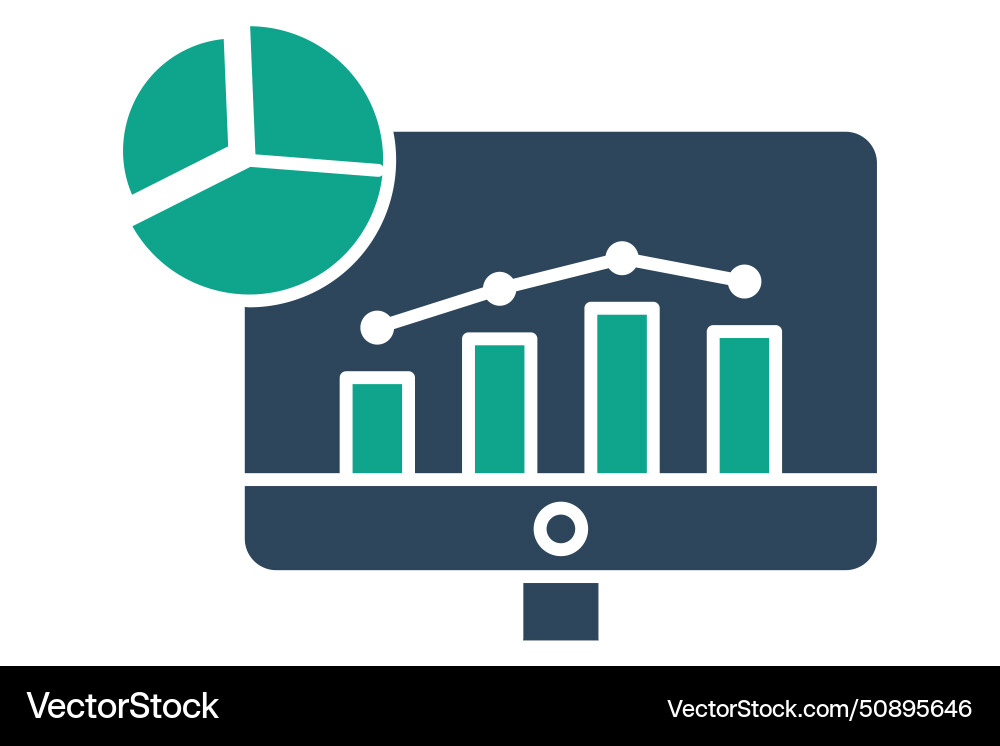 Analysis icon computer with chart related Analysis icon computer with chart related vector image