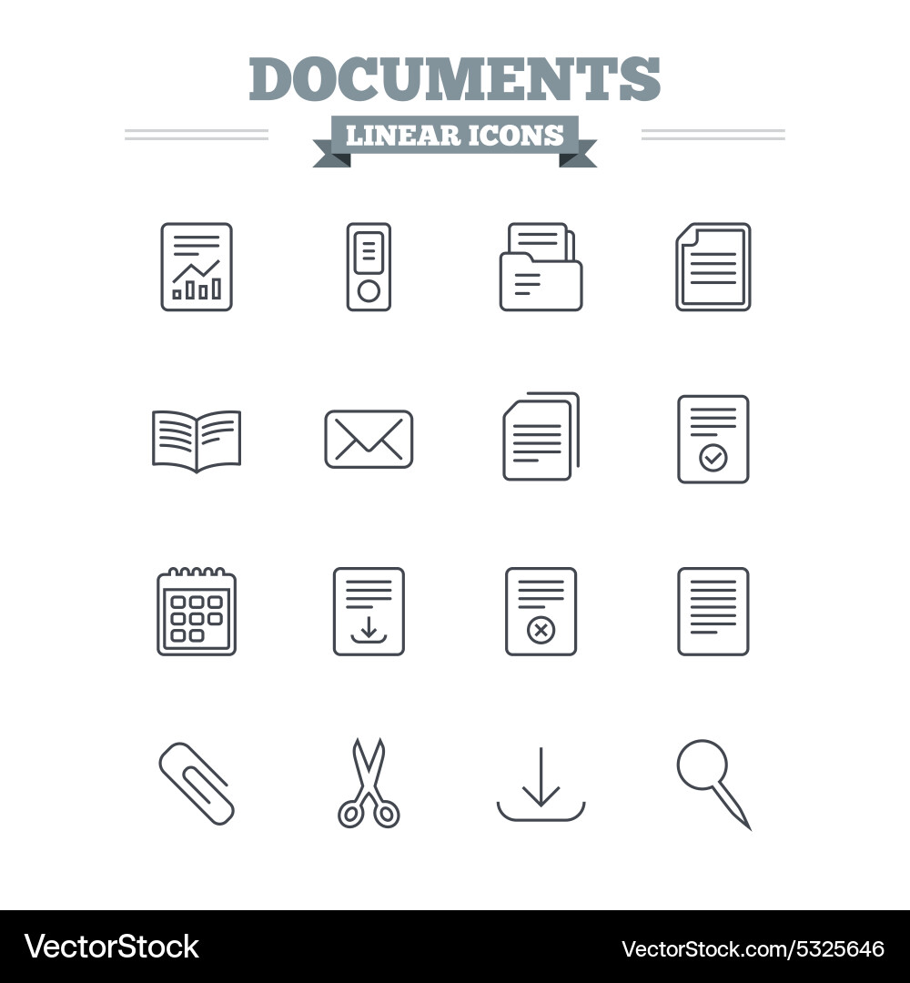Document Icons - Linear Outline Set vector image