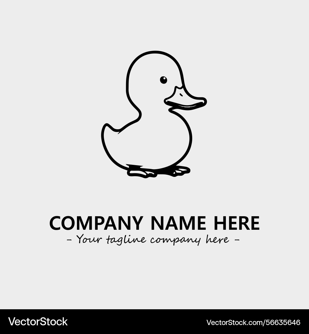 Duck black and white for logo company image Duck black and white for logo company image Vector Image