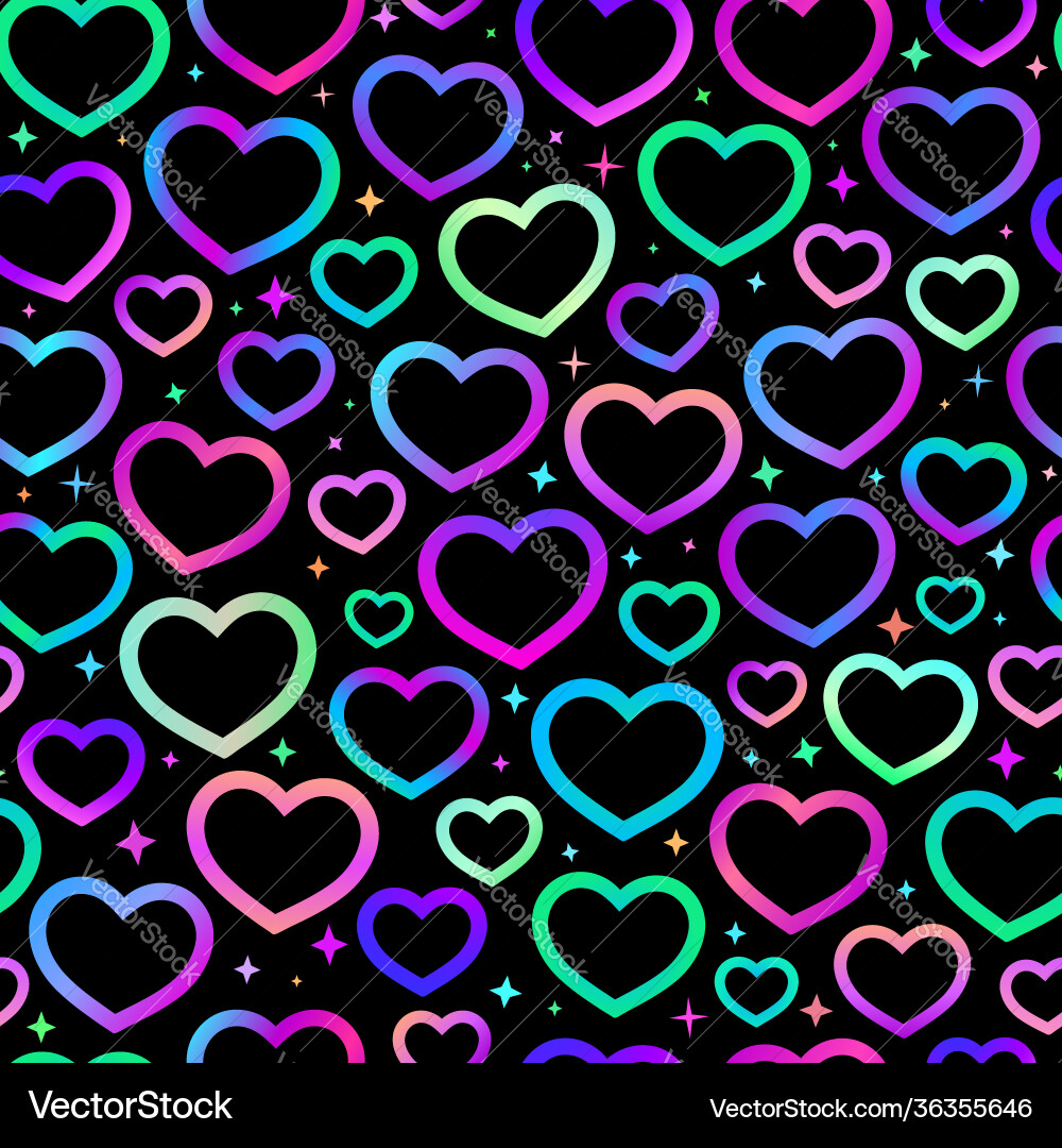 Iridescent Heart Gradient Pattern vector image