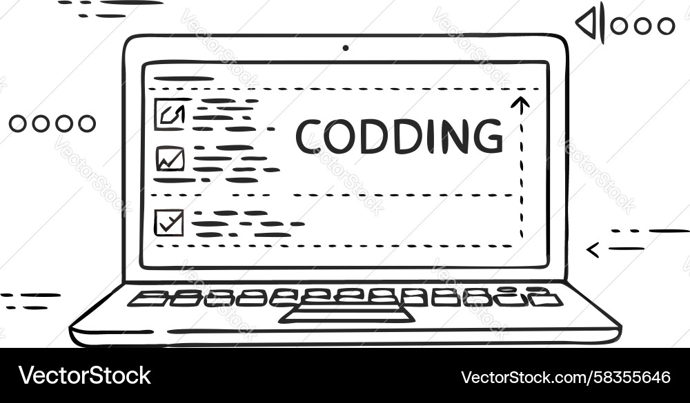 Laptop with Code Interface Vector Image